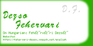 dezso fehervari business card